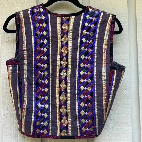 Homemade Quilted Vest metallic handmade - Picture 4 of 5